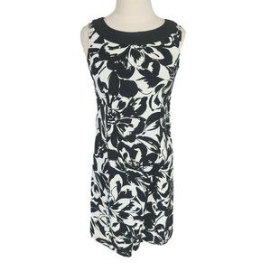 Jessica Howard Floral Black White Sheath Mini Dress Crew Neck Women Size 8  241P